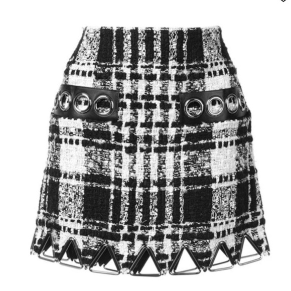 Alexander Wang checked plaid chain link mini skirt in black and white sz 2 - Picture 3 of 8